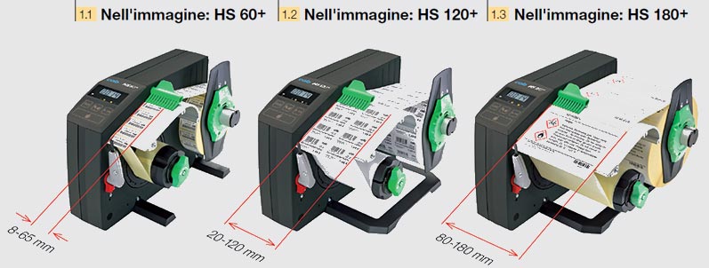 Con i modelli HS e VS tre larghezze possibile per il materiale da stampare