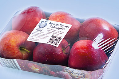 Äpfel mit Etikett
