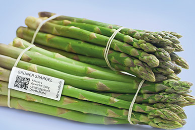 Spargel mit Etikett