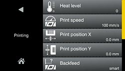 Printing parameters