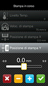 Offset di stampa Y Cursore per la regolazione rapida, tasti ± per la regolazione di precisione