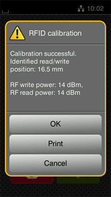 RFID calibration end